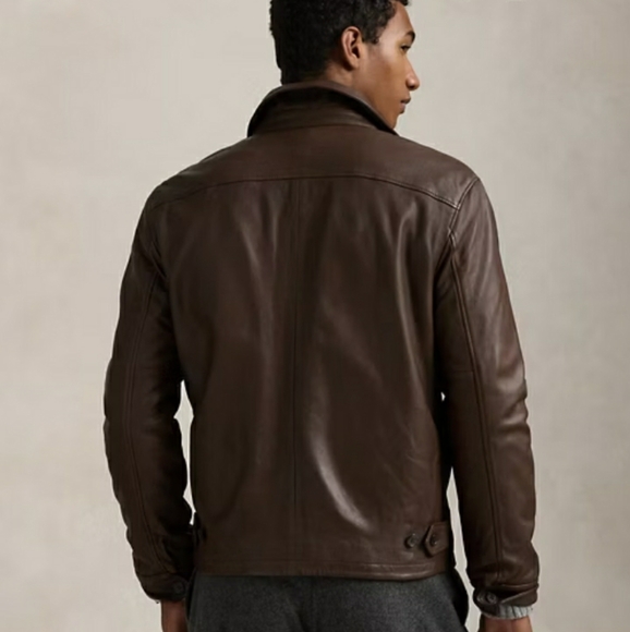 NWT Polo Ralph Lauren Leather Jacket - Biscon Brown - Picture 4 of 16